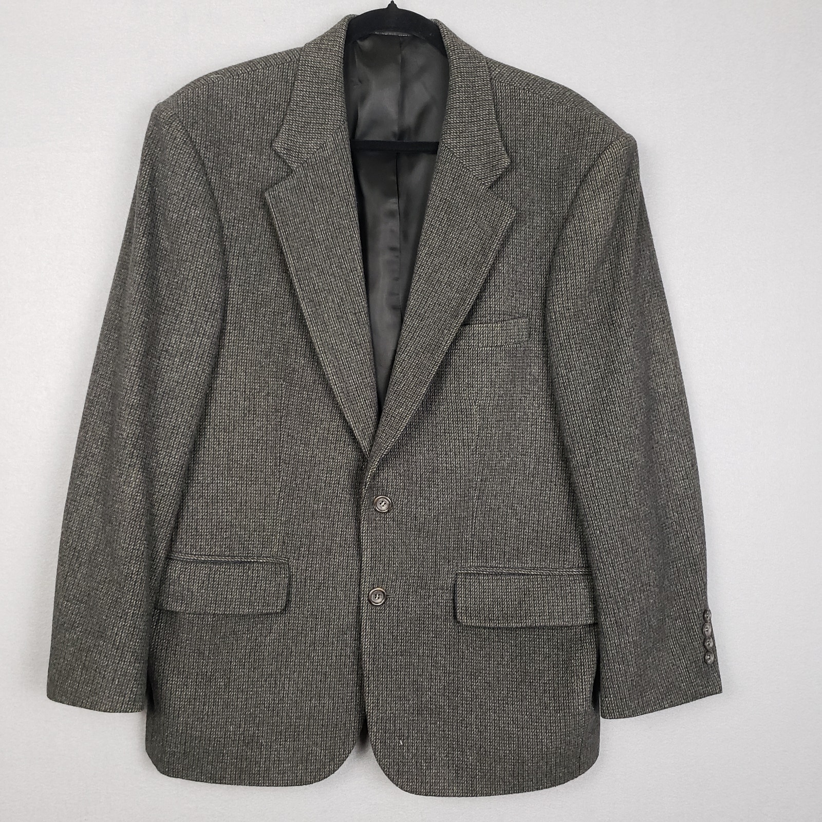 Robert Stock Men's Size 38s Knit Blazer Jacket Brown Blue Wool Camel Hair Career